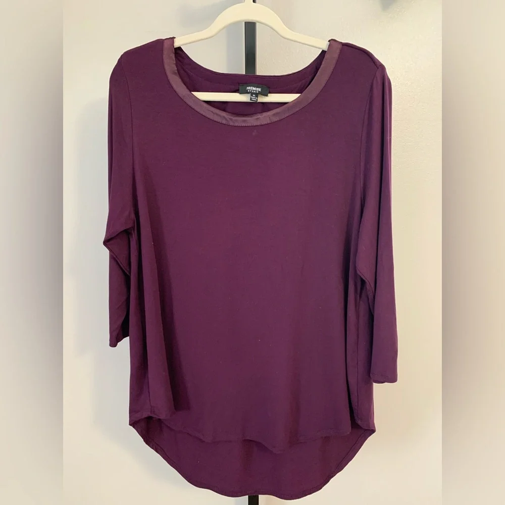 Premise Women's Long Sleeve Top in Deep Purple - Picture 3 of 16